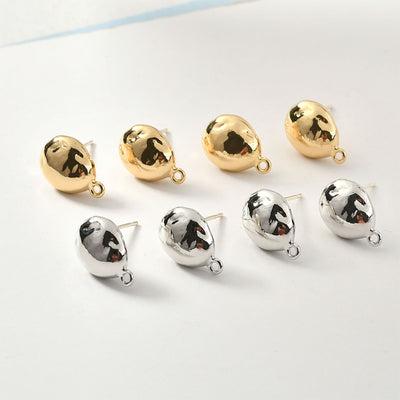 Irregular Stone Ear Post With Loop, S925 Silver Ear Pin Nickel Free, Gold/Silver Ear Stud, Hypoallergenic Earring Findings YL008-ZX7010