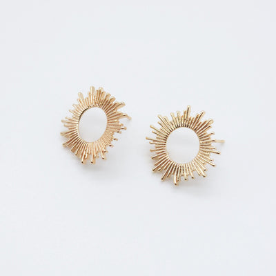 10pcs Sunshine Earring Post, 18K Gold Plated Stud Earring With Loop, Sunshine Ear Studs, Earring Finding ZX097