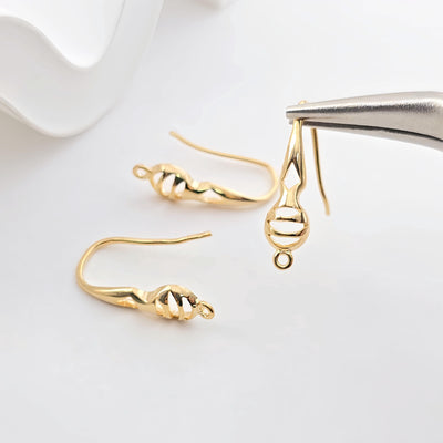 10pcs Fish Hooks, 18K Gold Plated Ear Wires, Gold Earring Earring Hooks, Ear Wires for Jewelry Making ZX294