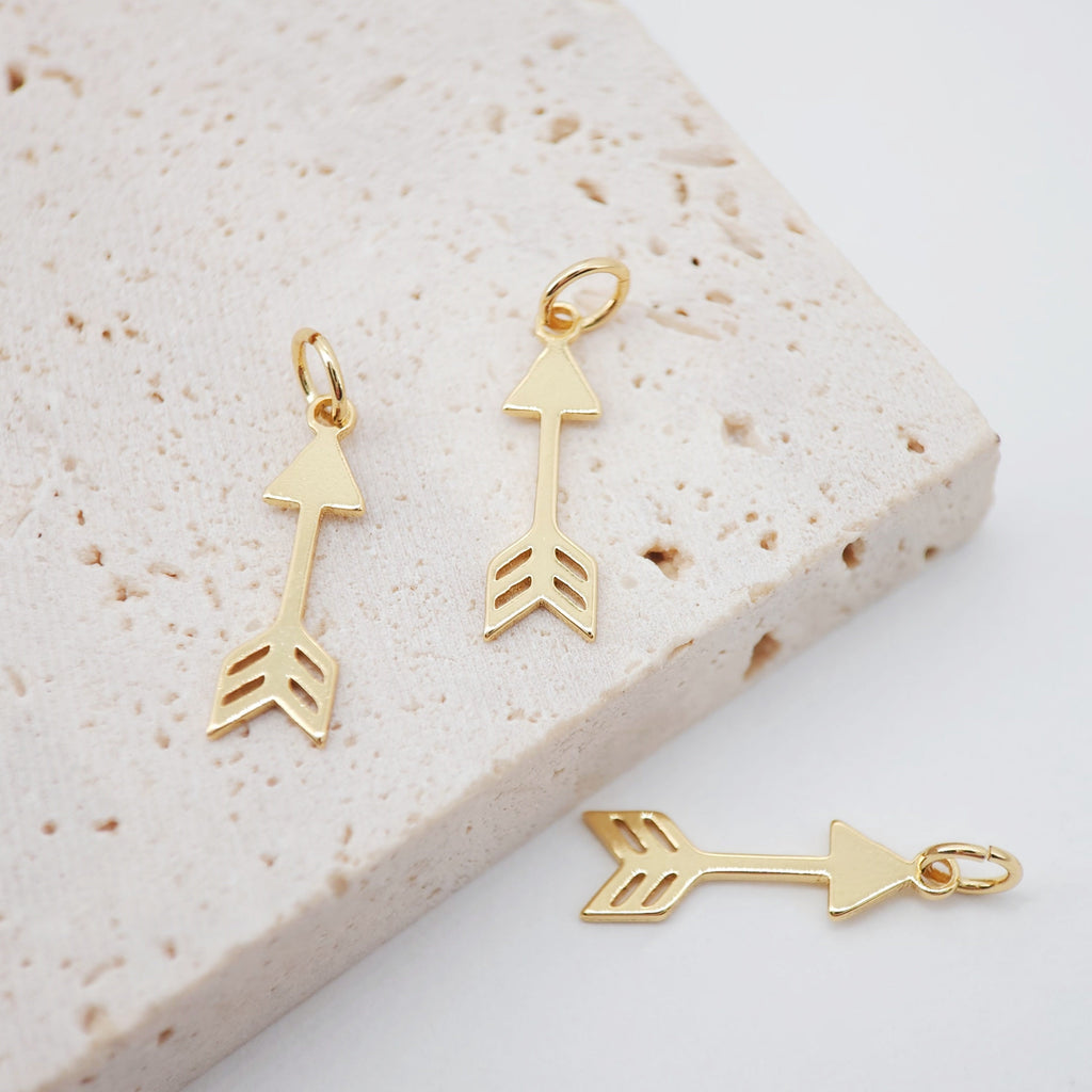 10PCS Gold Arrow Charms, 18K Gold Plated Arrow Charms, Arrow Pendant,  Necklace Charms, Jewelry Findings S341