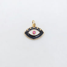 Load image into Gallery viewer, Enamel Evil Eye Charm, 18K Gold Plated Eye Pendant, 16mm, Necklace Making Charm, Jewelry Findings S20510