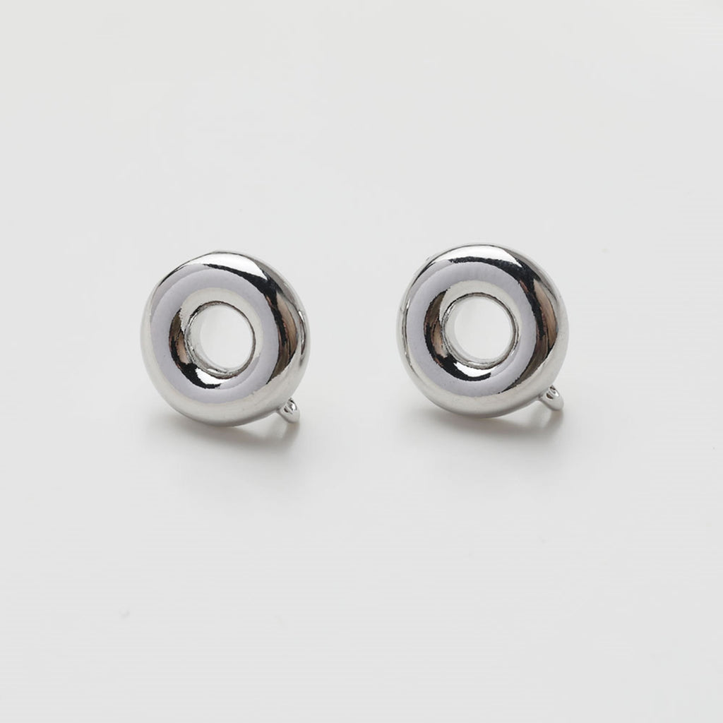 Round Geometry Earring Post, S925 Silver Pin, 14K Gold/Silver Plated, Nickel Free Earrings, Irregular Shape Ear Stud with Loop JG067-ZX246