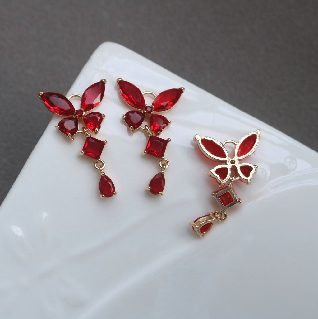 10pcs Butterfly drop Pendant, Cubic Zircon Crystal Pendant, Bracelet Necklace Pendant, 14K Real Gold Plated, Jewelry Findings HL118-F090