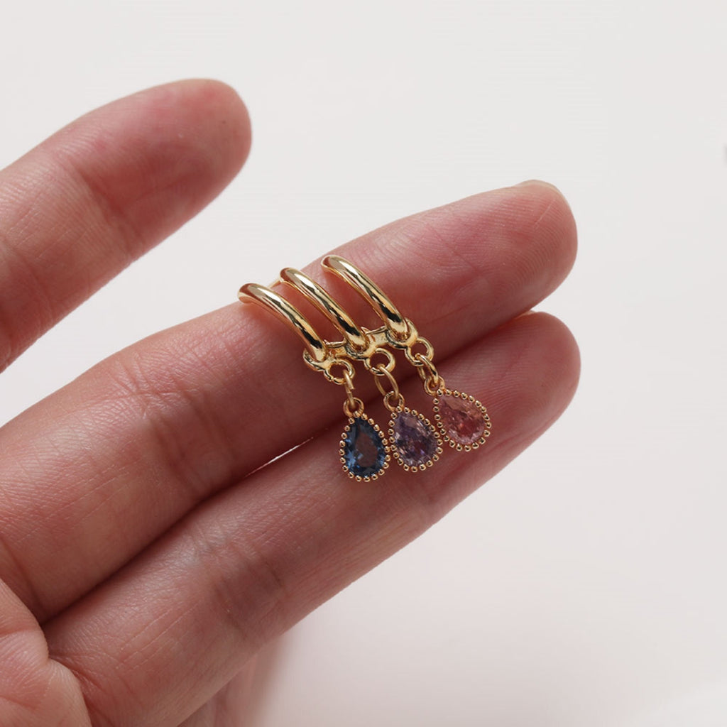 قرط أذن بثلاث حلقات، ذهب/فضة عيار 14 قيراط، أقراط فضة S925 خالية من النيكل، قرط أذن دائري بحلقة GZ121-D0471