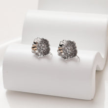 Load image into Gallery viewer, Cubic Flower Earring Post with Loops, S925 Silver Pin Nickel Free Earrings, CZ Pave Ear Stud Loop, Hypoallergenic Earring Findings BB045