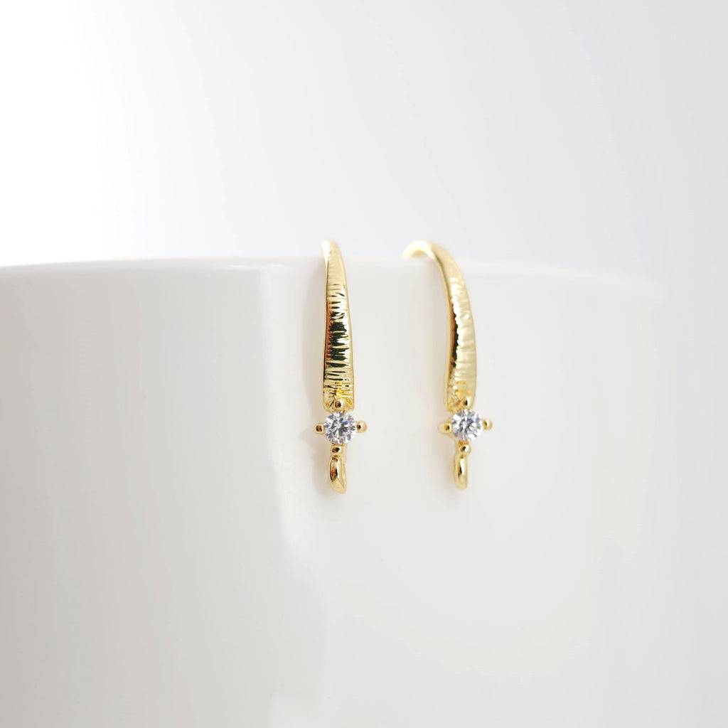 18K Gold Plated Ear Wires, Cubic Pave Earring Hooks, Nickel Free, Fish Hooks, Ear Wires for Jewelry Making D0183