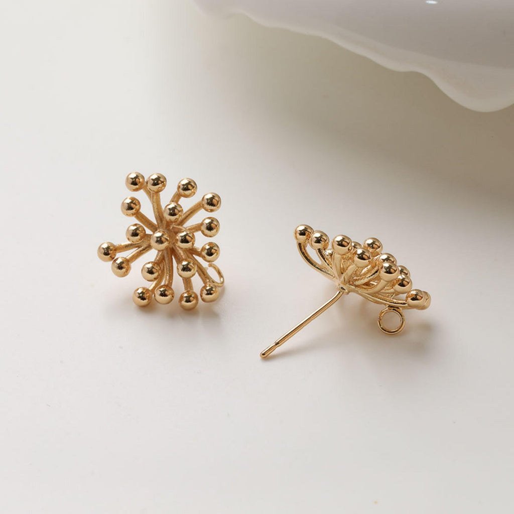 Fireworks Post with Loop, S925 Silver Ear Pin Nickel Free Earring, Gold/Silver Ear Stud, Hypoallergenic Earring Finding GZ745