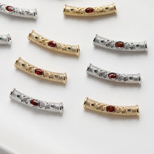 Load image into Gallery viewer, Vintage Curved Spacer Beads, Zircon Curved Tube Beads, 14K Gold/Silver Plated, Bracelet and Necklace Making， Jewelry Findings SC027