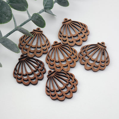 4PCS Wood Pendant, Wooden Flower Charm, Reclaimed Walnut Wood, Nickel Free, Natural Jewelry Finding JT987