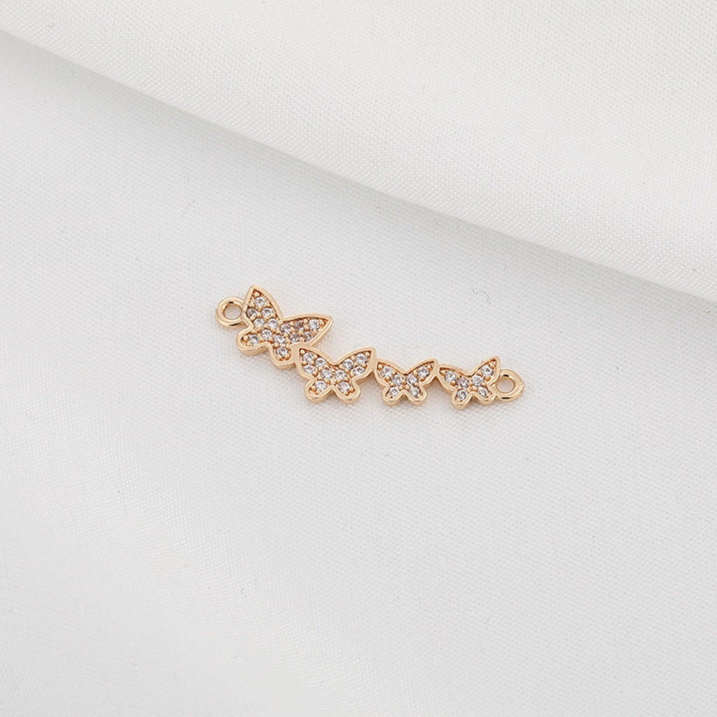 CZ Pave Leaf Connector, Cubic Zircon Crystal Leaves Pendant, Bracelet Necklace Pendant, 14K  Gold Plated Charm, Jewelry Findings R006-F095