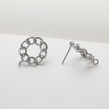 Load image into Gallery viewer, Round Chain Post With Loop, 14k Gold/Silver Chain Round Stud Earring Nickel Free, S925 Ear Pin Hypoallergenic Earring Findings GE113