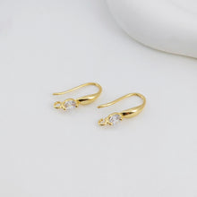Load image into Gallery viewer, 18K Gold Plated Ear Wires, Round Cubic Pave Earring Hooks, Nickel Free, Fish Hooks, Ear Wires for Jewelry Making D0138