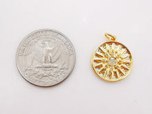 Cargar imagen en el visor de la galería, Dije de sol dorado, colgante redondo de sol con rayos, chapado en oro de 18 quilates, para hacer collares, accesorios de joyería