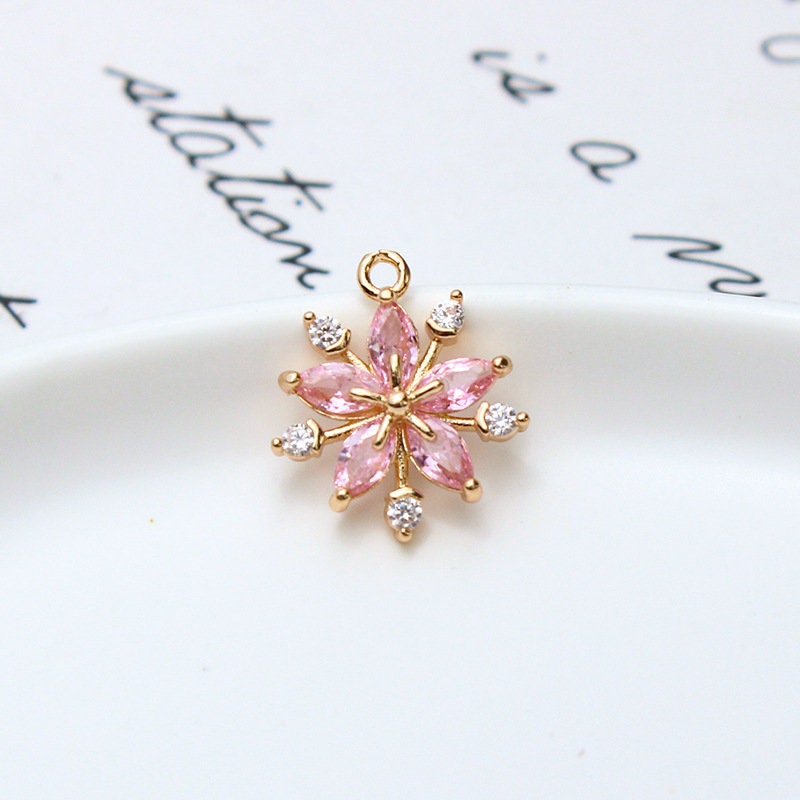 CZ Pave Round Charm, Cubic Zircon Crystal Pendant, Bracelet Necklace Pendant, 14K Real Gold Plated, Jewelry Findings STG062-F208