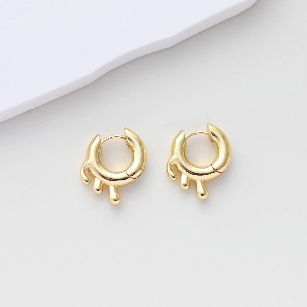 Aros redondos de lava, aros Huggie chapados en oro, cierre de palanca, accesorios para pendientes DIY, materiales para pendientes hechos a mano S1402