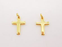 Load image into Gallery viewer, Gold Cross Charms, 18K Shiny Gold Plated, Necklace Earring Making Charms, 13x10mm, Religion Jewelry Findings S825