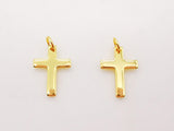 Gold Cross Charms, 18K Shiny Gold Plated, Necklace Earring Making Charms, 13x10mm, Religion Jewelry Findings S825
