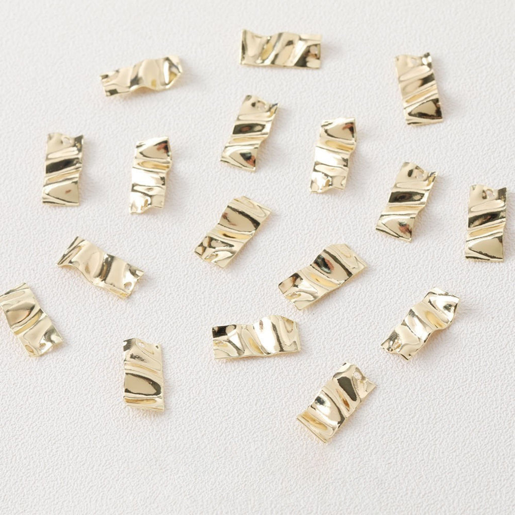 10 colgantes rectangulares texturizados con 1 y 2 aros, dije rectangular, chapado en oro y plata de 14 quilates, accesorios para bisutería ZZ079