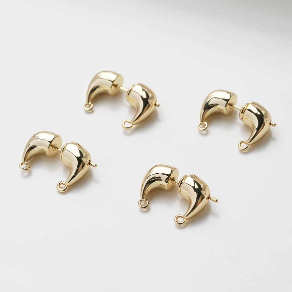 Pendientes de aro con diseño de cuerno de vaca, oro/plata de 14 quilates, pendientes de plata S925 sin níquel, accesorios hipoalergénicos para pendientes tipo botón GE116