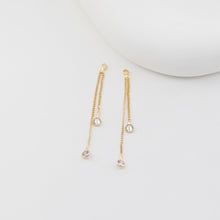 Load image into Gallery viewer, Gold Chain Tassel Pendant, CZ Pave Chain Charm, Cubic Zirconia, 18K Gold Plated Earring Chain Pendant, Earring Findings ZX358