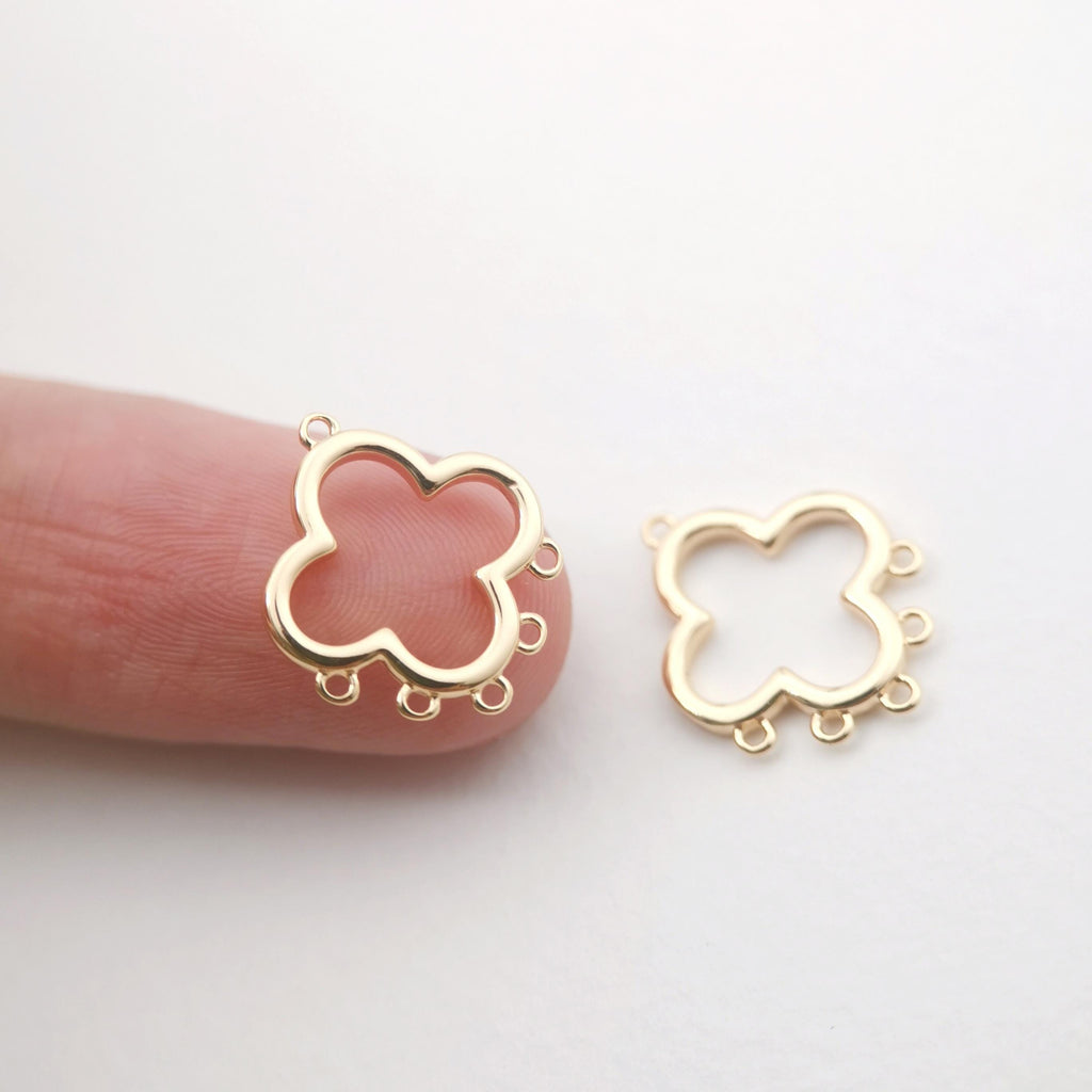 Conector geométrico, redondo, estrella, abanico y hoja, chapado en oro de 18 quilates, dijes, accesorios de joyería de 16 mm ZX079