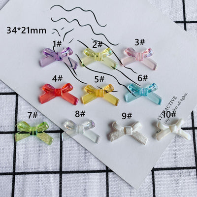 10pcs Aurora Acrylic Bow Pendant, Bow Beads, 34mm, Acrylic Dangle Charm for Jewelry Making, DIY Beads Finding MY125