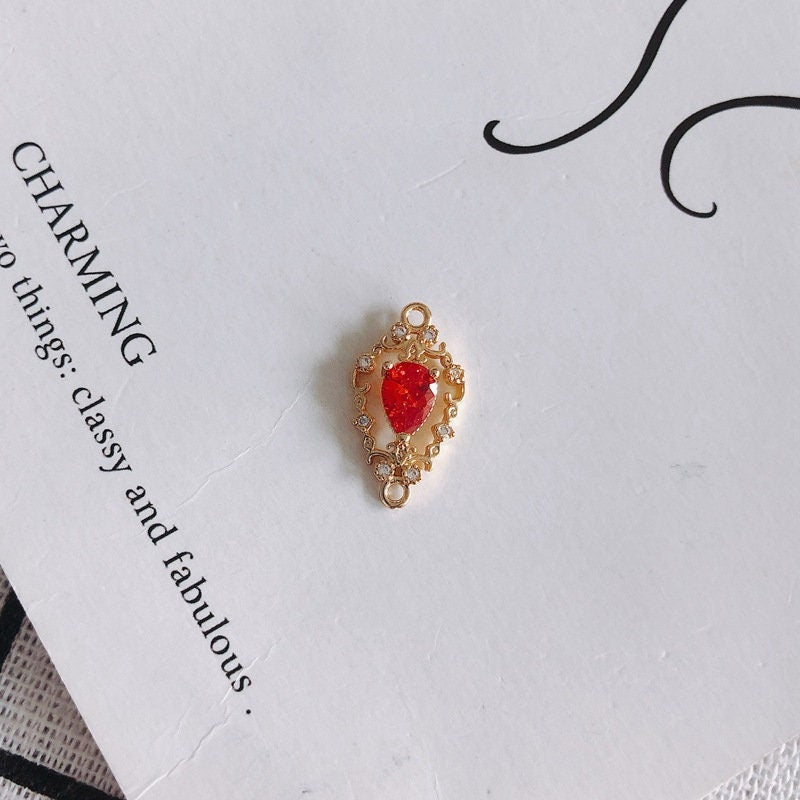 4 piezas de dijes de conector de flor con bucles, conector bohemio, colgante de pavé cúbico, fabricación de pulseras y collares, accesorio de joyería chapado en oro MY033-F037