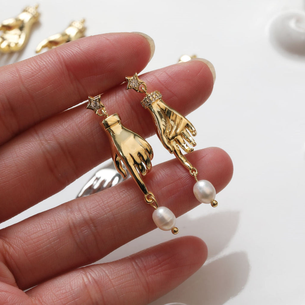 2pcs Hand Connector Charm, 14K Gold/Silver Plated CZ Pave Pendant, Neckalce Bracelet Making Pendant, Jewelry Supply Finding GZ118