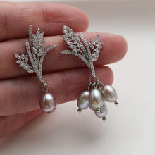 Load image into Gallery viewer, Wheat Earring Post With Loop, S925 Silver Ear Pin, Nickel Free Earrings, CZ Pave Ear Stud, Hypoallergenic Earring Findings GE118