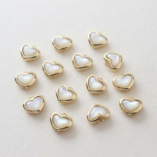 Load image into Gallery viewer, Dainty Heart Charm, Mother of Pearl Charm, 11mm, 14K Gold/Silver Plated Heart Charm for Jewelry Making GZ337