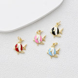 Angel Fish Pendant, Enamel Fish Charms, Marine Life Charms, 18K Gold Plated Charms, Bracelet And Earring Making, Jewelry Findings S1369