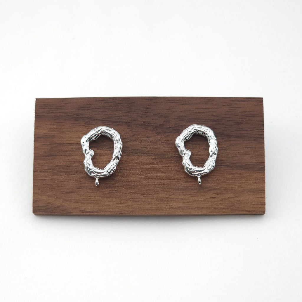 Irregular Niche Ear Post With Loop, S925 Silver Ear Pin Nickel Free Earrings, Gold/Silver Ear Stud, Hypoallergenic Earring Findings ZX181