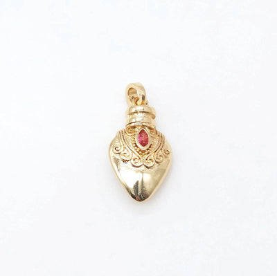 Vintage Gold Bottle Charms, 18K Real Gold Plated Pave CZ Bottle Pendants, Vintage Necklace Making Charms S20450