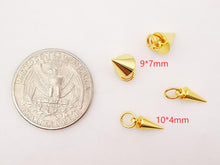Load image into Gallery viewer, Dainty Gold Spike Charms, 18K Gold Plated Pendants, Earring Necklace Making Charms, 10mm, Jewelry Findings S802