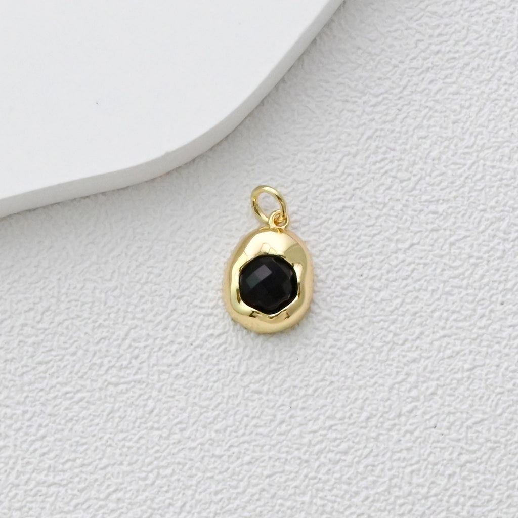 Dijes ovalados de oro, chapado en oro brillante de 18 quilates, colgante ovalado, dijes para hacer collares, accesorios de joyería S1359