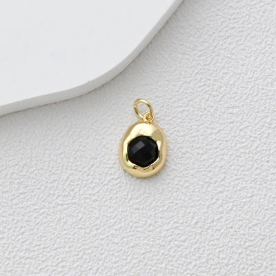 Dijes ovalados de oro, chapado en oro brillante de 18 quilates, colgante ovalado, dijes para hacer collares, accesorios de joyería S1359