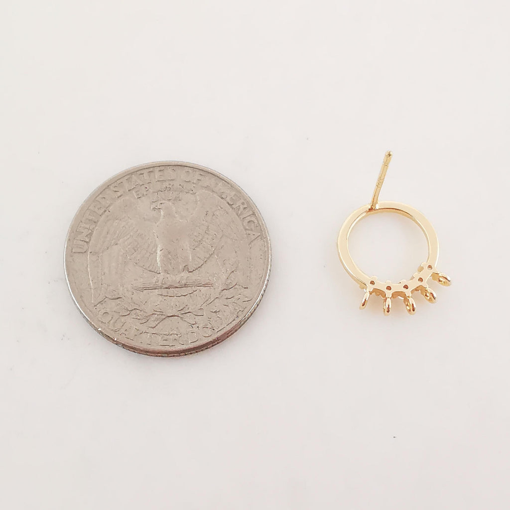 4 قطع من أعمدة الأذن الدائرية مع 5 حلقات، قرط دائري من الذهب عيار 18 قيراطًا، دبوس أذن من الفضة S925، مرصع بحجر الزركونيا المكعب، خالٍ من النيكل، نتائج صنع القرط ZX015