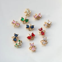 Load image into Gallery viewer, 10pcs Tiny Bow Connector, 14k Gold CZ Pave Pendant, Bracelet Necklace Pendant, Real Gold Plated, Jewelry Findings HL105-F103