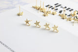 10pcs Gold Star Earring Post With Loop, S925 Silver Ear Pin, Nickel Free Earrings, Ear Stud Loop, Hypoallergenic Earring Findings GZ136