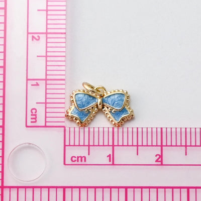 Colgante de pajarita, dijes de lazo esmaltados, dijes de corbata chapados en oro de 18 quilates, para hacer pulseras y collares, accesorios de joyería S1421