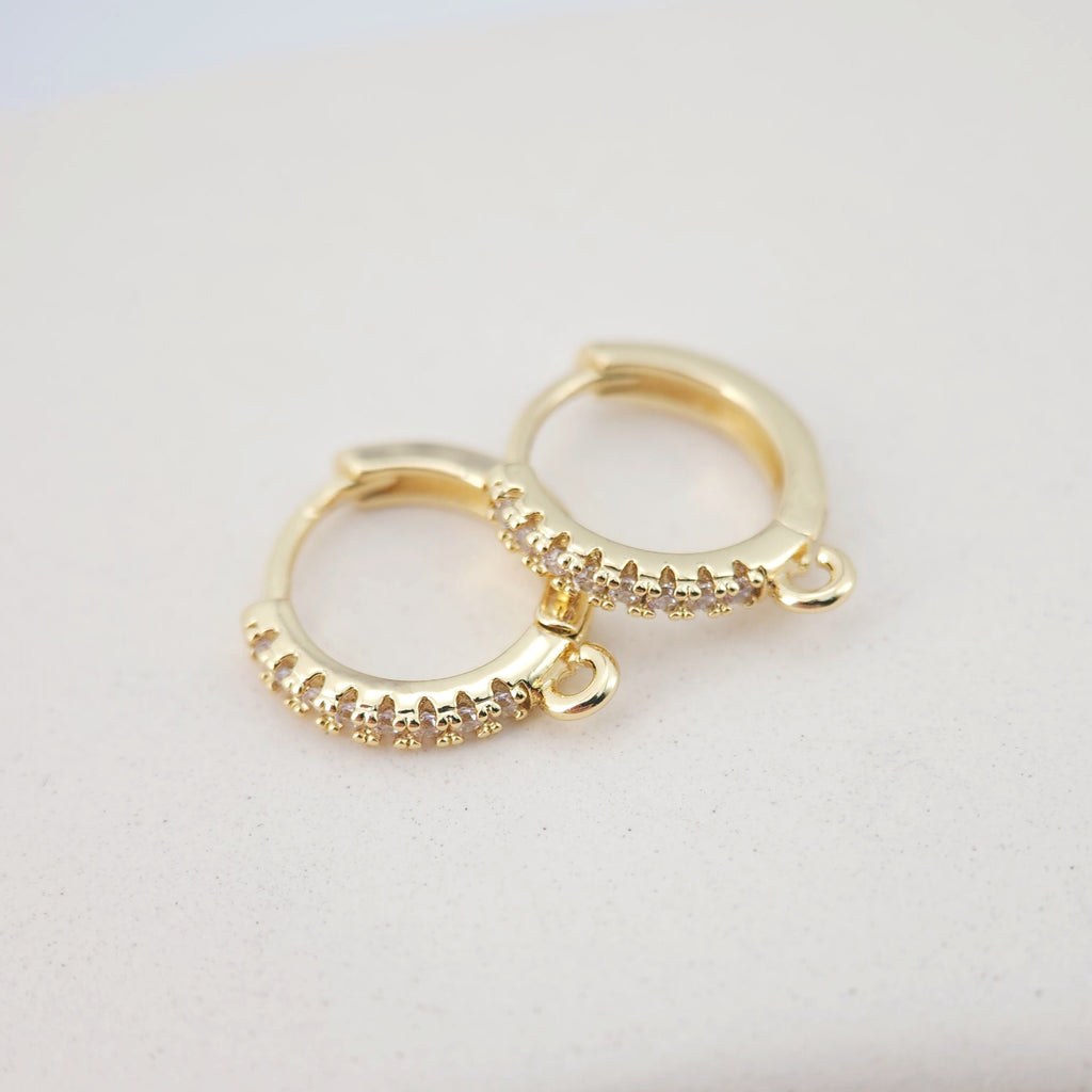 Cubic Zirconia Ear Hoops Multicolor Pave Crystal , 14.8*13.8mm, 18K Gold Plated Leverback Earrings, Huggie Hoops Earring D0156