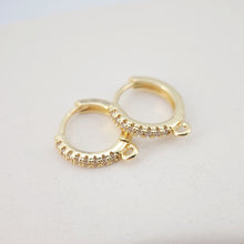 Load image into Gallery viewer, Cubic Zirconia Ear Hoops Multicolor Pave Crystal , 14.8*13.8mm, 18K Gold Plated Leverback Earrings, Huggie Hoops Earring D0156