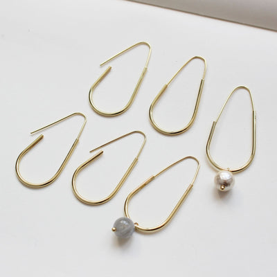 One pair-18K Gold Plated Drop Hoop Earring, 20*40mm, Drop Shape Hoops Earring GT065