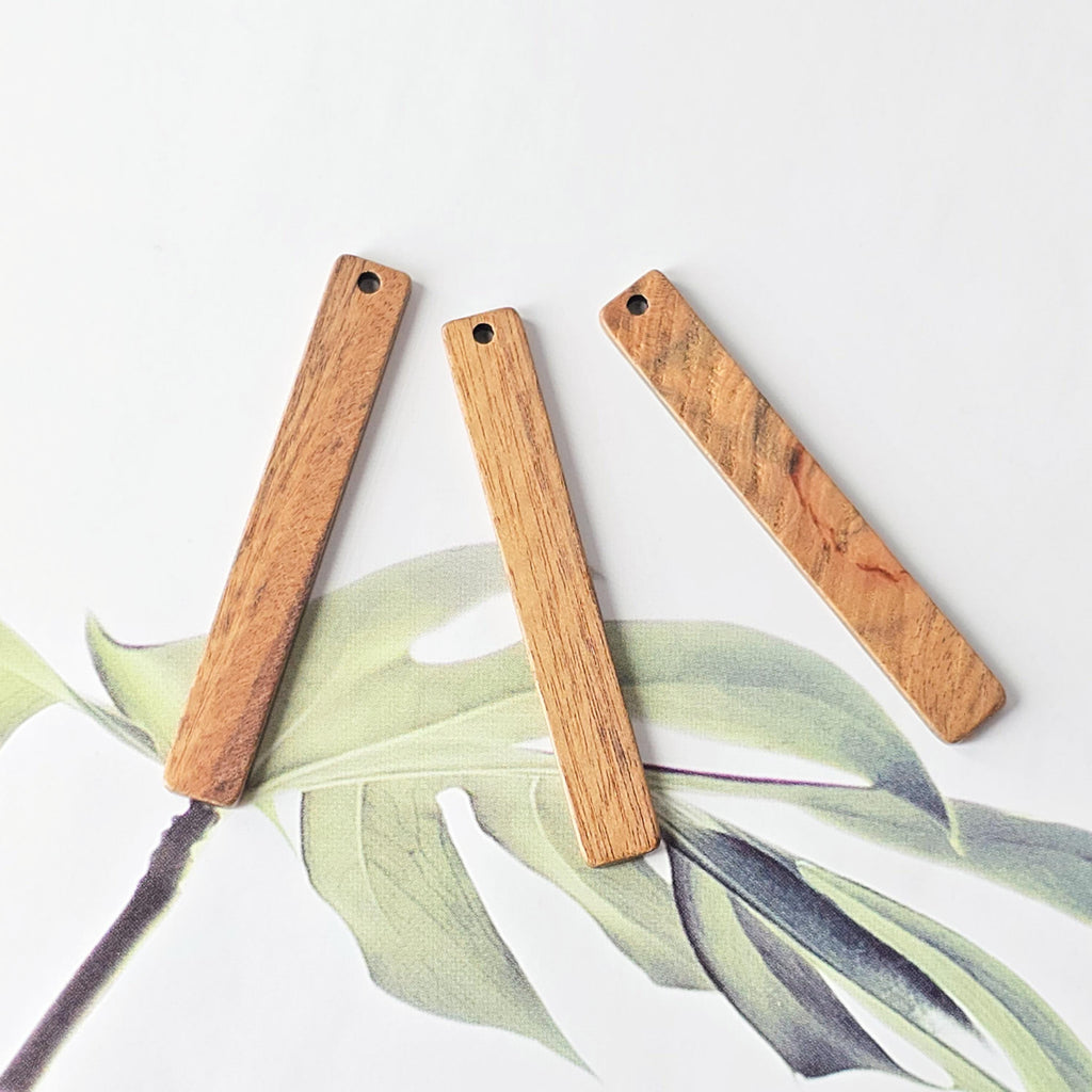 10PCS Long Rectangular Wooden Bar, Geometric Wooden Pendant, Necklace Making Findings JT048