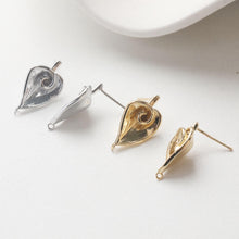 تحميل الصورة إلى عارض المعرض، قرط ذهبي على شكل ورقة قلب، أقراط من الذهب عيار 14 قيراطًا/فضة خالية من النيكل، دبابيس أذن من الفضة S925، قرط أذن على شكل قلب مع حلقة GZ715