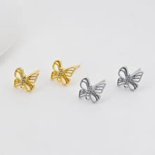 Load image into Gallery viewer, Butterfly Post Earring, 18K Real Gold Plated Brass Stud Earring With Loop, S925 Silver Pin, Nickel Free, Earring Finding D0416