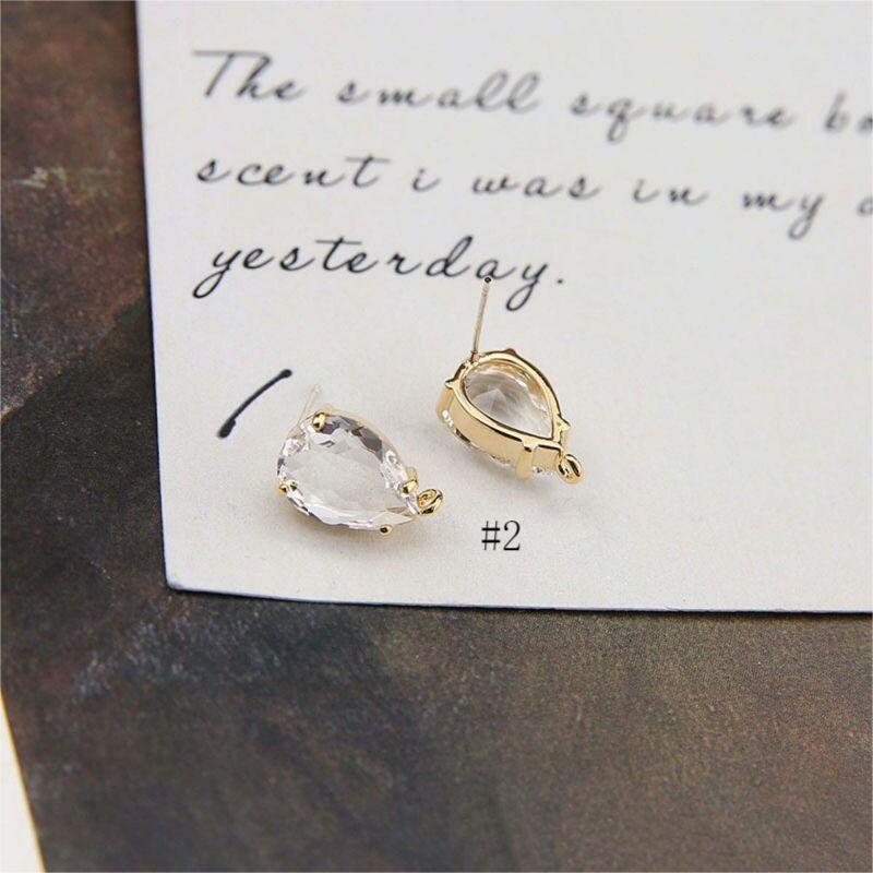 10pcs Oval Rectangular Cubic Pave Post With Loop, Nickel Free Earrings, Crystal Gemstone Stud, Hypoallergenic Earring Findings BY056-F237