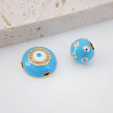 Enamel Evil Eye Round Spacer Beads, Large Hole Gold Beads, 18K Gold Plated,  Bracelet Necklace Making Jewelry Finding S20485