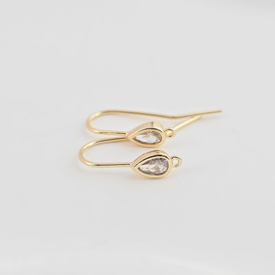 14K Gold Plated Ear Wires, Cubic Pave Earring Hooks, Nickel Free, Fish Hooks, Ear Wires for Jewelry Making ZX259