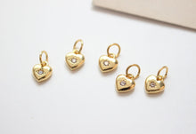Load image into Gallery viewer, Heart Charms, Crystal Cubic Pave Heart Pendant , 14K Gold Plated, Love Charms, Bracelet Necklace Making Pendants, Jewelry Findings GZ422